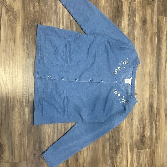 Northern Reflections Blue Embroidered Floral Cardigan - Picture 4 of 7